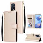 For OPPO A16 3 Card Slots Multifunctional Leather Phone Case(Gold) - 1