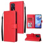 For OPPO A16 3 Card Slots Multifunctional Leather Phone Case(Red) - 1