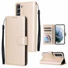 For Samsung Galaxy S22 5G 3 Card Slots Multifunctional Leather Phone Case(Gold) - 1