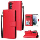 For Samsung Galaxy S22 5G 3 Card Slots Multifunctional Leather Phone Case(Red) - 1