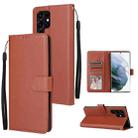 For Samsung Galaxy S22 Ultra 5G 3 Card Slots Multifunctional Leather Phone Case(Brown) - 1