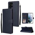 For Samsung Galaxy S22 Ultra 5G 3 Card Slots Multifunctional Leather Phone Case(Navy Blue) - 1