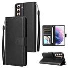 For Samsung Galaxy S22+ 5G 3 Card Slots Multifunctional Leather Phone Case(Black) - 1