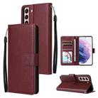 For Samsung Galaxy S22+ 5G 3 Card Slots Multifunctional Leather Phone Case(Wine Red) - 1