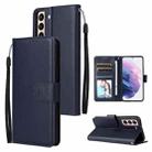 For Samsung Galaxy S22+ 5G 3 Card Slots Multifunctional Leather Phone Case(Navy Blue) - 1