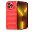 For iPhone 13 Pro Max Magic Shield TPU + Flannel Phone Case (Red) - 1