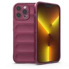 For iPhone 13 Pro Max Magic Shield TPU + Flannel Phone Case (Wine Red) - 1