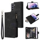For Samsung Galaxy S22+ 5G Multifunctional Frosted Zipper Wallet Leather Phone Case(Black) - 1