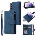 For Samsung Galaxy S22+ 5G Multifunctional Frosted Zipper Wallet Leather Phone Case(Blue) - 1