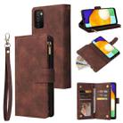 For Samsung Galaxy A03s 166.5mm Multifunctional Frosted Zipper Wallet Leather Phone Case(Coffee) - 1