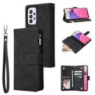 For Samsung Galaxy A33 5G Multifunctional Frosted Zipper Wallet Leather Phone Case(Black) - 1