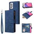 For Samsung Galaxy A33 5G Multifunctional Frosted Zipper Wallet Leather Phone Case(Blue) - 1