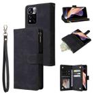 For Xiaomi Redmi Note 11 Pro China Multifunctional Frosted Zipper Wallet Leather Phone Case(Black) - 1