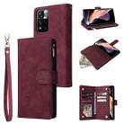 For Xiaomi Redmi Note 11 Pro China Multifunctional Frosted Zipper Wallet Leather Phone Case(Wine Red) - 1