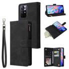 For Xiaomi Redmi Note 11 China Multifunctional Frosted Zipper Wallet Leather Phone Case(Black) - 1