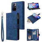 For Xiaomi Redmi Note 11 China Multifunctional Frosted Zipper Wallet Leather Phone Case(Blue) - 1