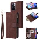 For Xiaomi Redmi Note 11 China Multifunctional Frosted Zipper Wallet Leather Phone Case(Coffee) - 1