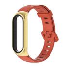 For Xiaomi Mi Band 6 / 5 / 4 / 3 Mijobs Flat Hole Silicone Watch Band, Style:CS Case(Orange+Gold) - 1