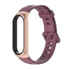 For Xiaomi Mi Band 6 / 5 / 4 / 3 Mijobs Flat Hole Silicone Watch Band, Style:CS Case(Wine Red+Rose Gold) - 1