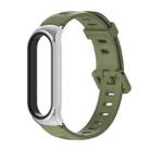 For Xiaomi Mi Band 6 / 5 / 4 / 3 Mijobs Flat Hole Silicone Watch Band, Style:CS Case(Army Green+Silver) - 1