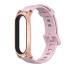 For Xiaomi Mi Band 6 / 5 / 4 / 3 Mijobs Flat Hole Silicone Watch Band, Style:GT Case(Pink+Rose Gold) - 1