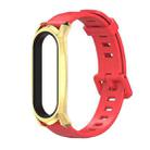 For Xiaomi Mi Band 6 / 5 / 4 / 3 Mijobs Flat Hole Silicone Watch Band, Style:GT Case(Red+Gold) - 1