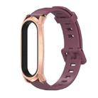 For Xiaomi Mi Band 6 / 5 / 4 / 3 Mijobs Flat Hole Silicone Watch Band, Style:GT Case(Wine Red+Rose Gold) - 1