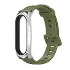 For Xiaomi Mi Band 6 / 5 / 4 / 3 Mijobs Flat Hole Silicone Watch Band, Style:GT Case(Army Green+Silver) - 1