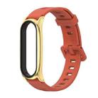 For Xiaomi Mi Band 6 / 5 / 4 / 3 Mijobs Flat Hole Silicone Watch Band, Style:Plus Case(Orange+Gold) - 1