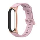 For Xiaomi Mi Band 6 / 5 / 4 / 3 Mijobs Flat Hole Silicone Watch Band, Style:Plus Case(Pink+Rose Gold) - 1