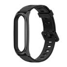 For Xiaomi Mi Band 6 / 5 / 4 / 3 Mijobs Flat Hole Silicone Watch Band, Style:Plus Case(Black+Black) - 1