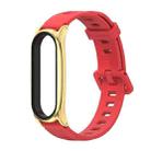 For Xiaomi Mi Band 6 / 5 / 4 / 3 Mijobs Flat Hole Silicone Watch Band, Style:Plus Case(Red+Gold) - 1