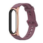 For Xiaomi Mi Band 6 / 5 / 4 / 3 Mijobs Flat Hole Silicone Watch Band, Style:Plus Case(Wine Red+Rose Gold) - 1