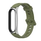 For Xiaomi Mi Band 6 / 5 / 4 / 3 Mijobs Flat Hole Silicone Watch Band, Style:Plus Case(Army Green+Silver) - 1