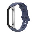 For Xiaomi Mi Band 6 / 5 / 4 / 3 Mijobs Flat Hole Silicone Watch Band, Style:Plus Case(Midnight Blue+Silver) - 1