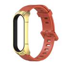 For Xiaomi Mi Band 6 / 5 / 4 / 3 Mijobs Flat Hole Silicone Watch Band, Style:TF Case(Orange+Gold) - 1
