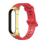 For Xiaomi Mi Band 6 / 5 / 4 / 3 Mijobs Flat Hole Silicone Watch Band, Style:TF Case(Red+Gold) - 1