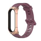 For Xiaomi Mi Band 6 / 5 / 4 / 3 Mijobs Flat Hole Silicone Watch Band, Style:TF Case(Wine Red+Rose Gold) - 1