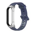 For Xiaomi Mi Band 6 / 5 / 4 / 3 Mijobs Flat Hole Silicone Watch Band, Style:TF Case(Midnight Blue+Silver) - 1