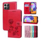 For Honor X8 Rose Embossed Leather Phone Case(Red) - 1