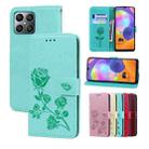 For Honor X8 Rose Embossed Leather Phone Case(Green) - 1
