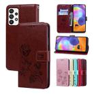 For Samsung Galaxy A13 4G Rose Embossed Leather Phone Case(Brown) - 1