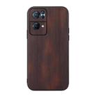 For OPPO Reno7 Pro Yellow Cow Texture PU Phone Case(Coffee) - 1