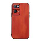 For OPPO Reno7 Pro Yellow Cow Texture PU Phone Case(Brown) - 1