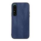 For Sony Xperia 1 IV Yellow Cow Texture PU Phone Case(Blue) - 1