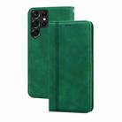 For Samsung Galaxy S22 Ultra 5G Frosted Business Magnetic Flip Leather Phone Case(Green) - 1