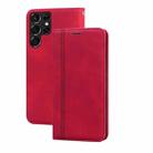 For Samsung Galaxy S22 Ultra 5G Frosted Business Magnetic Flip Leather Phone Case(Red) - 1