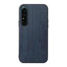 For Sony Xperia 1 IV Wood Texture PU Phone Case(Blue) - 1