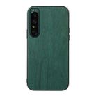 For Sony Xperia 1 IV Wood Texture PU Phone Case(Green) - 1