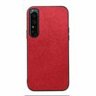 For Sony Xperia 1 IV Wood Texture PU Phone Case(Red) - 1